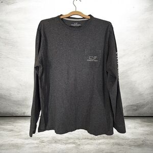 Vineyard Vines Men’s Long Sleeve Pocket T-Shirt Charcoal Grey Large